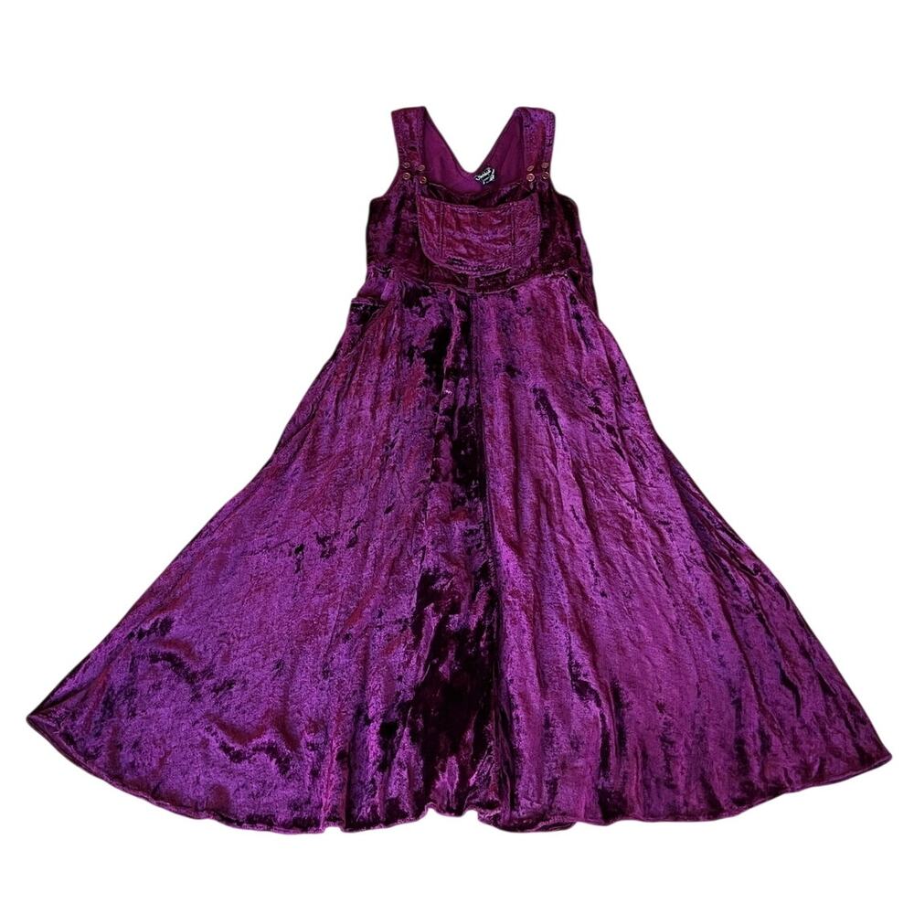 Vintage 90s Nostalgia Maroon Velvet Midi A-Line Jumper Dress Women’s S